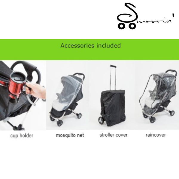 Smoovin Compact Travel Stroller - Dark Gray w/ Black Frame