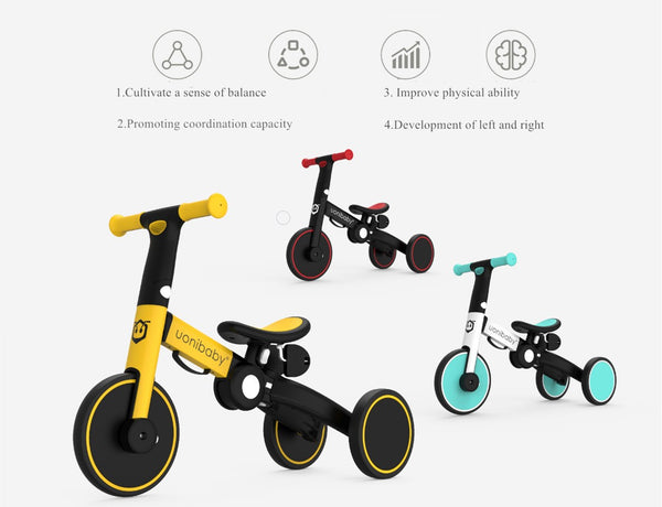 4-in-1 Convertible Push/Pedal Tricycle, Balance Bike & Trolley