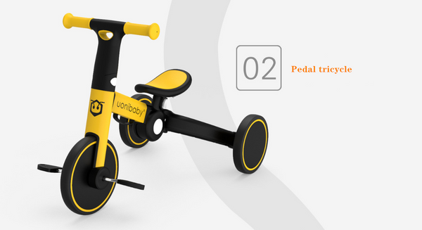 4-in-1 Convertible Push/Pedal Tricycle, Balance Bike & Trolley