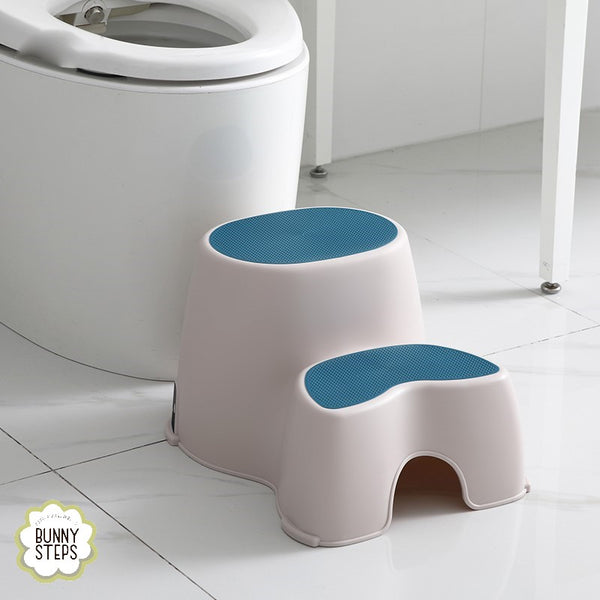 Toddler Step Stool - Blue & White