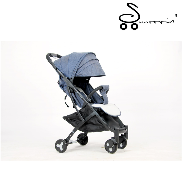 Smoovin Denim Blue Black Frame Compact Stroller