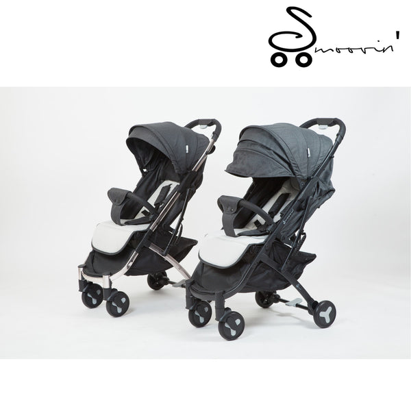 Smoovin Compact Travel Stroller - Dark Gray w/ Black Frame